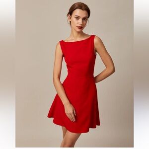 RIHOAS Red Boatneck Sleeveless Mini Dress size Small